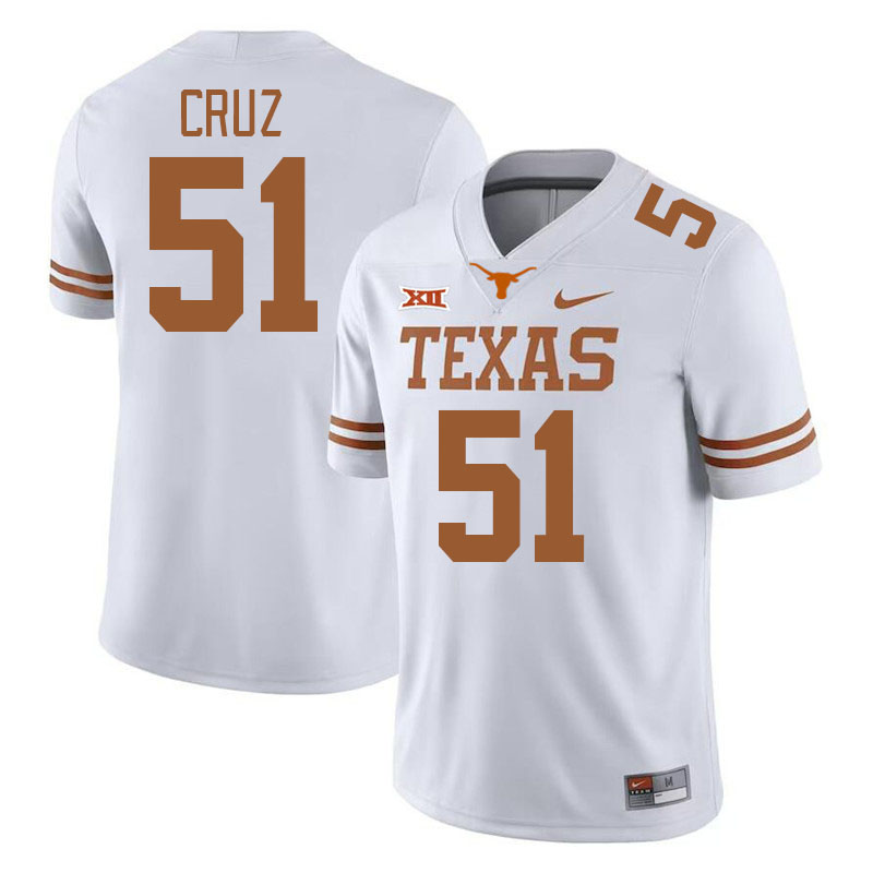 Men #51 Daniel Cruz Texas Longhorns College Football Jerseys Stitched-White